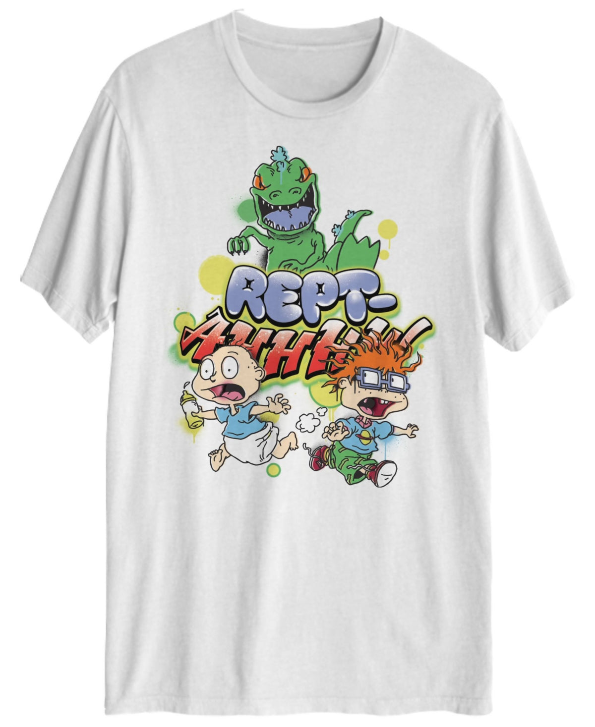 Hybrid Apparel Men's Nickelodeon Reptar Short Sleeve T-Shirt White Large
