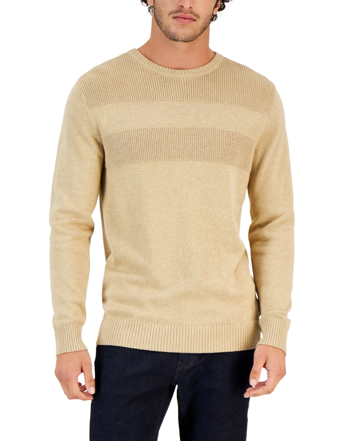 Club Room Menss Regular fit Crewneck Sweater Large Beige
