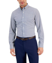 Club Room Mens Bengal Stripe Button Down Dress Shirt Navy Small