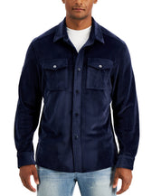 Alfani Mens Regular Fit Corduroy Button Down Shirt Navy Blue XL
