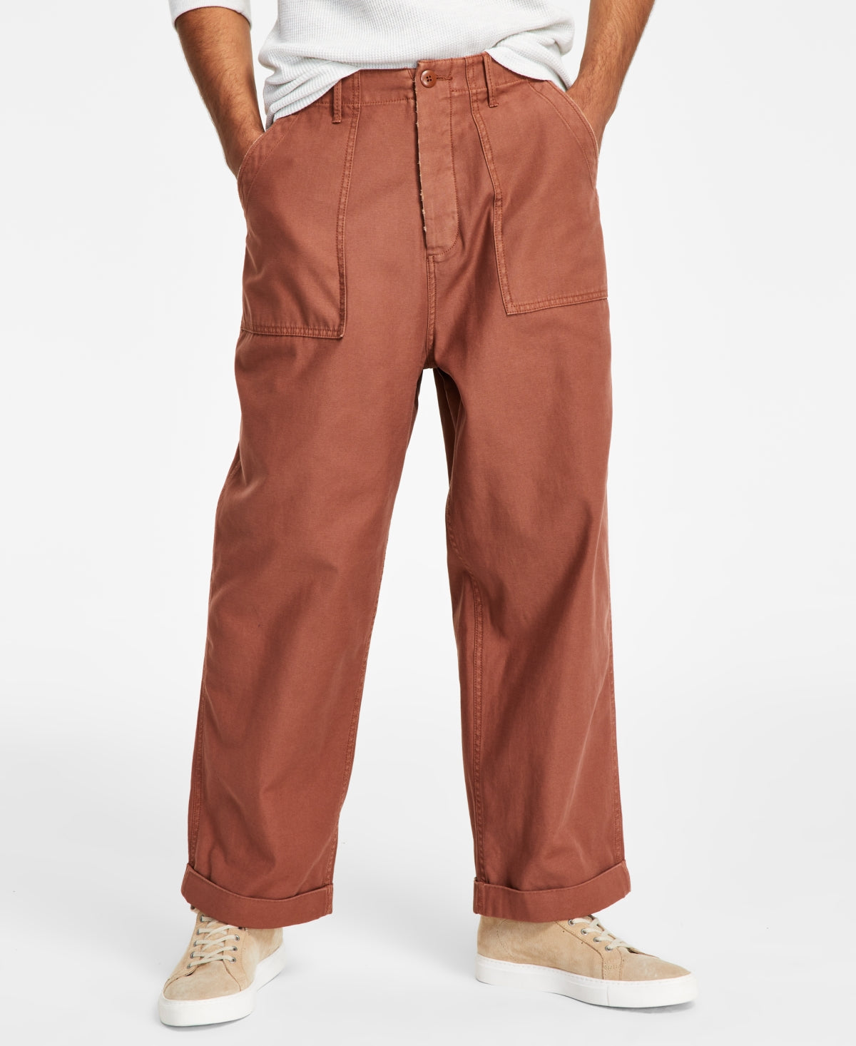 Sun + Stone Men's James Utility Pants  Brown 34 Reg