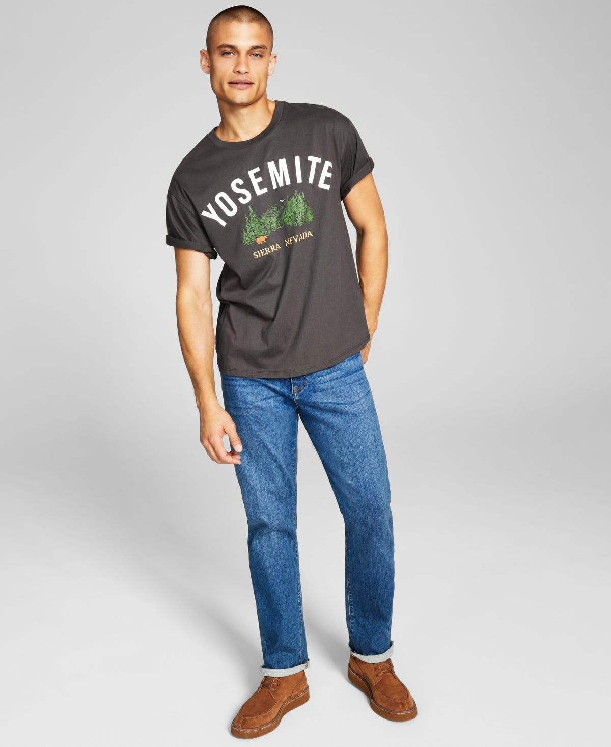 And Now This Men's Yosemite Graphic T shirt  Deep Black  Medium