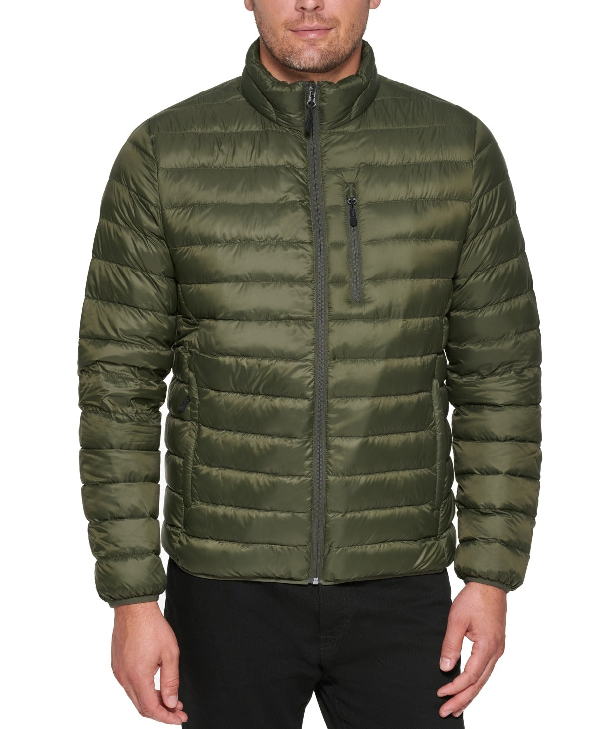 Club Room Men's Quilted Packable Puffer Jacket XL Olive Green