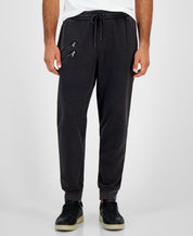 International Concepts Men's Regular Fit Acid Washed Jogger Pants Black Meidum