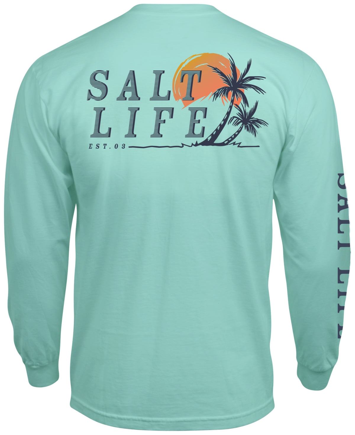 Salt Life Mens Leaning Palms Long Sleeve T Shirt Blue Small