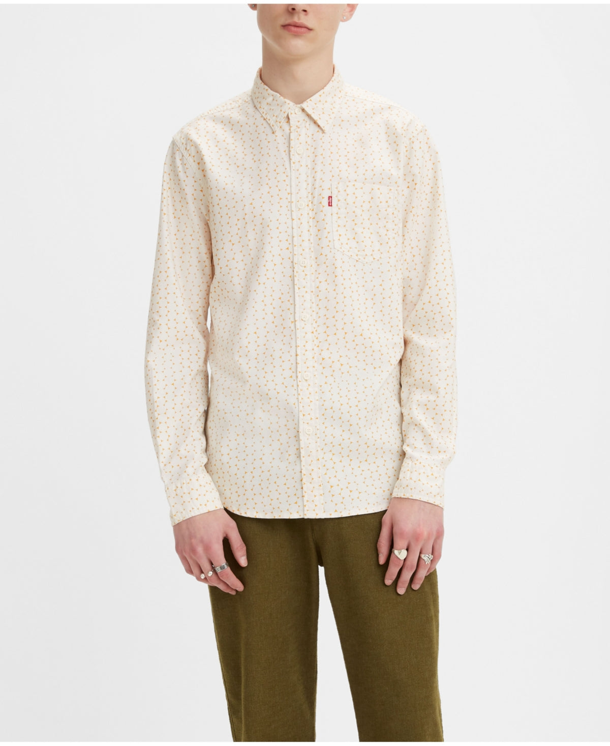 Levi's Men's Classic 1 Pocket Regular fit Button Down Shirt Gold White Xxl
