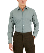Club Room Men's Regular Fit Check Button Down Dress Shirt Hunter Large