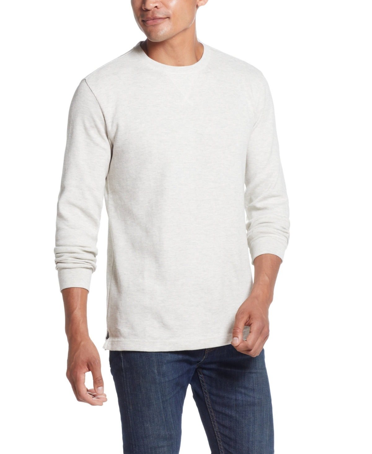 Weatherproof Vintage Men's Long Sleeved Waffle Crew Neck T Shirt White XL