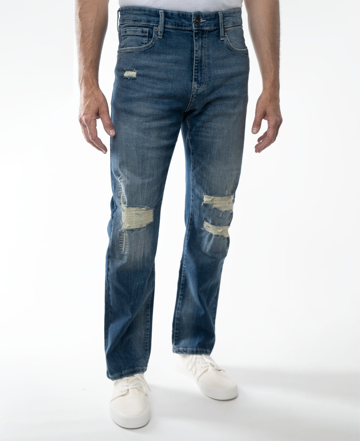 Lazer Mens Straight Fit Stretch Jeans Medium Blue 30 x 32