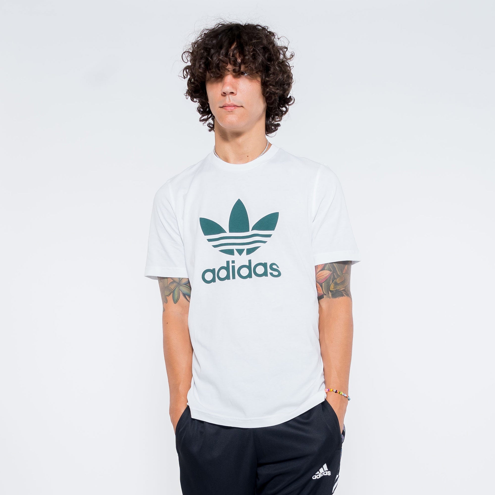 Adidas Men's Adicolor Classics Trefoil Graphic T Shirt White Green Large