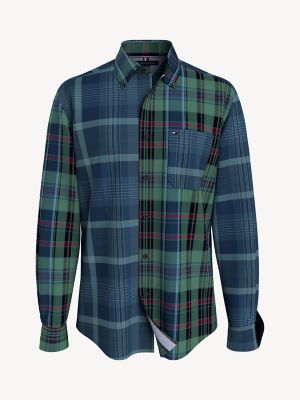 Tommy Hilfiger Men's Mavis Plaid Polo  Alfalfa Blue  Navy Xxl