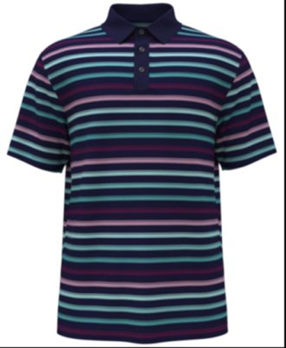 PGA TOUR Men Athletic-Fit Striped Short-Sleeve Golf Polo Shirt Multicolor Small