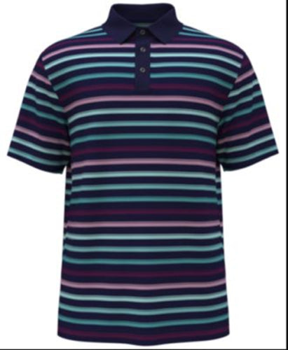 PGA TOUR Men Athletic-Fit Striped Short-Sleeve Golf Polo Shirt Multicolor XL