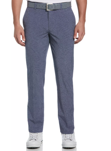 PGA TOUR Mens Flat Front Golf Pants Heathered Plaid Grey Heather 42x32