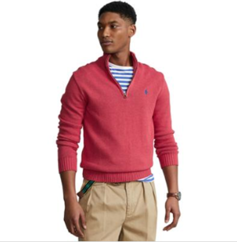 Polo Ralph Lauren Cotton Quarter-Zip Sweater Rosette Heather XL