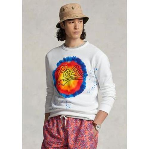 Polo Ralph Lauren Tie-Dye Logo Fleece Crewneck Sweatshirt White Small