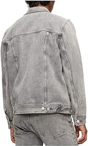 CALVIN KLEIN Men's Iconic Relaxed-Fit Palmer Grey Utility Trucker Jacket Medium
