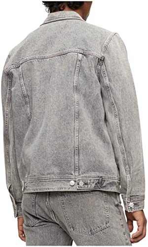 CALVIN KLEIN Men's Iconic Relaxed-Fit Palmer Grey Utility Trucker Jacket Medium