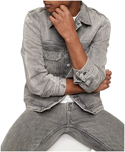CALVIN KLEIN Men's Iconic Relaxed-Fit Palmer Grey Utility Trucker Jacket Medium