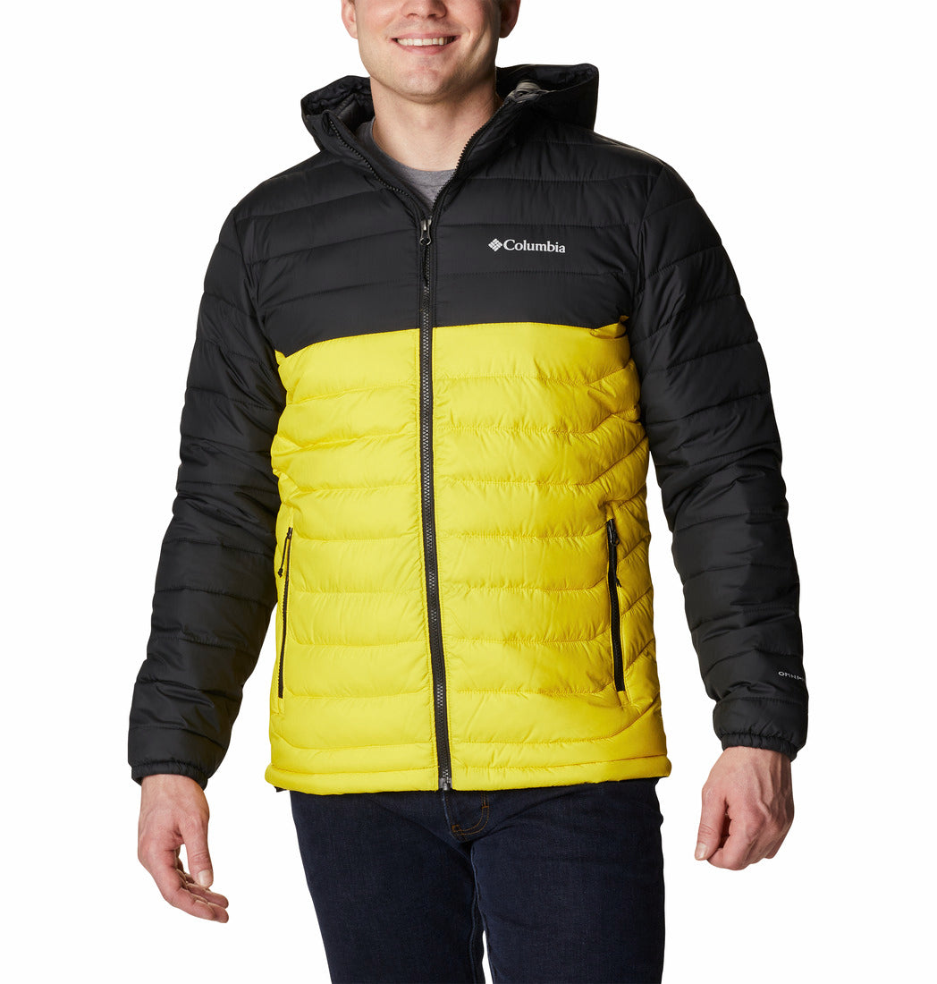Columbia Men's Powder Lite Hooded Jacket XXL Laser Yellow Black