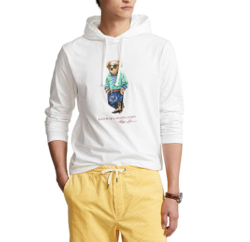 Polo Ralph Lauren Men's Polo Beach Bear Hooded T Shirt Hoodie White Small