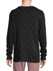 Polo Ralph Lauren Printed Waffle-Knit Shirt Black Mechanical Grey Medium