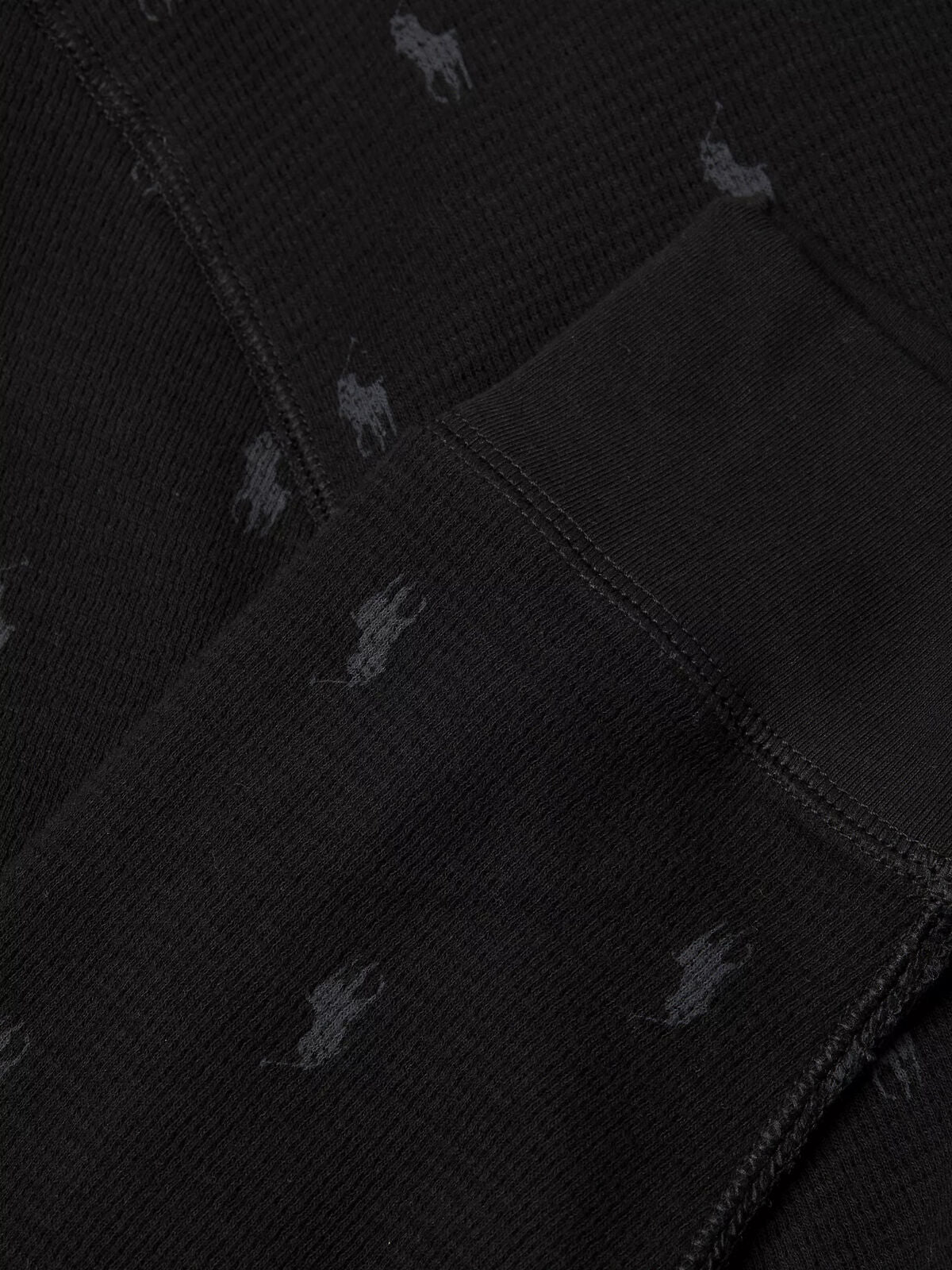 Polo Ralph Lauren Printed Waffle-Knit Shirt Black Mechanical Grey Medium