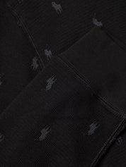 Polo Ralph Lauren Mens Waffle Knit Pajama Long Polo Shirt Black Grey Medium