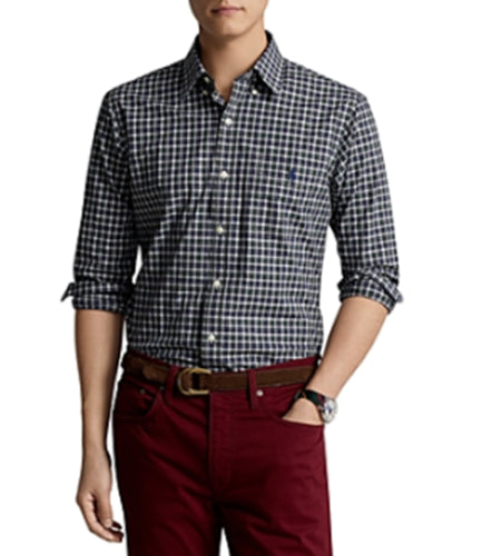 Polo Ralph Lauren Slim-Fit Oxford Shirt Navy Green Plaid Small