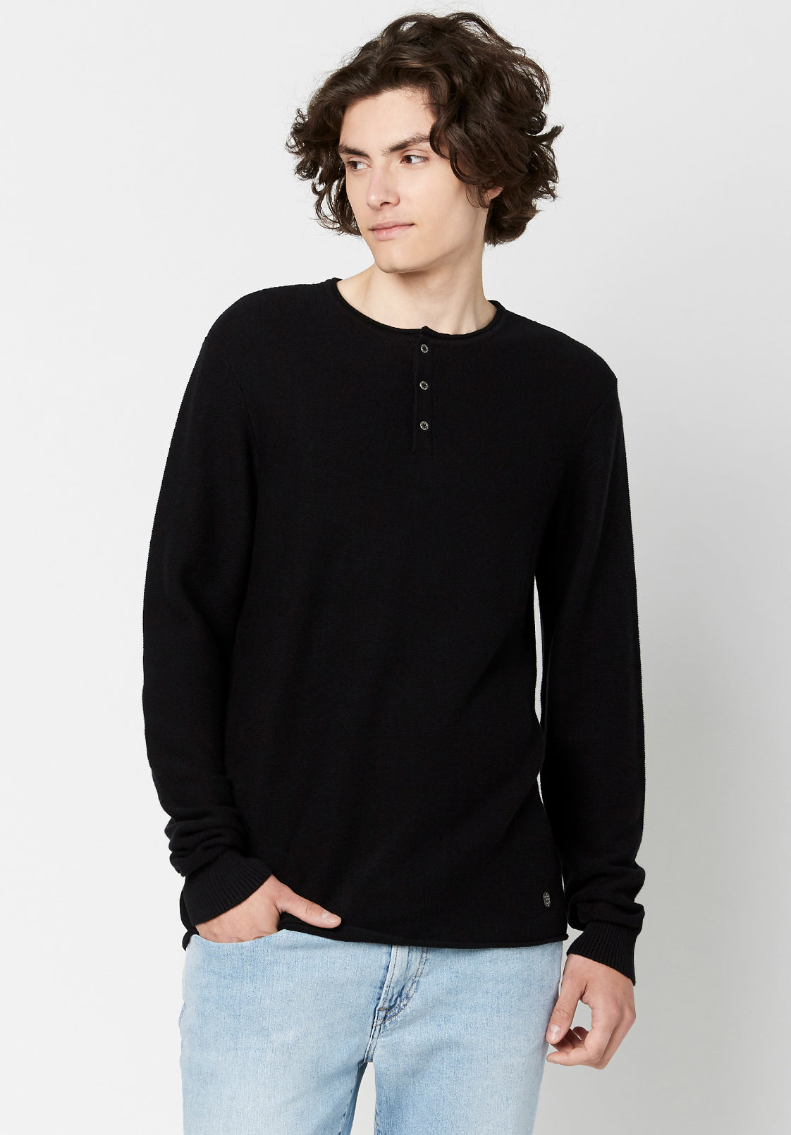 Buffalo David Bitton Mens Wamill Long Sleeve Henley T Shirt Black 2XL