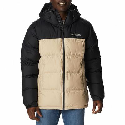Columbia Mens Pike Lake Hooded Puffer Jacket Medium Tan / Black