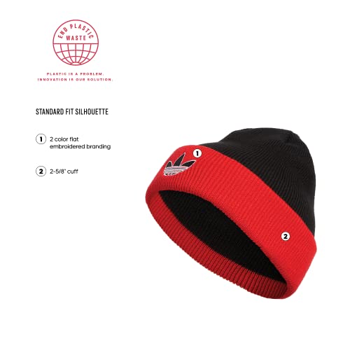 Adidas Men's Black Red Sunday Cuff Beanie Hat