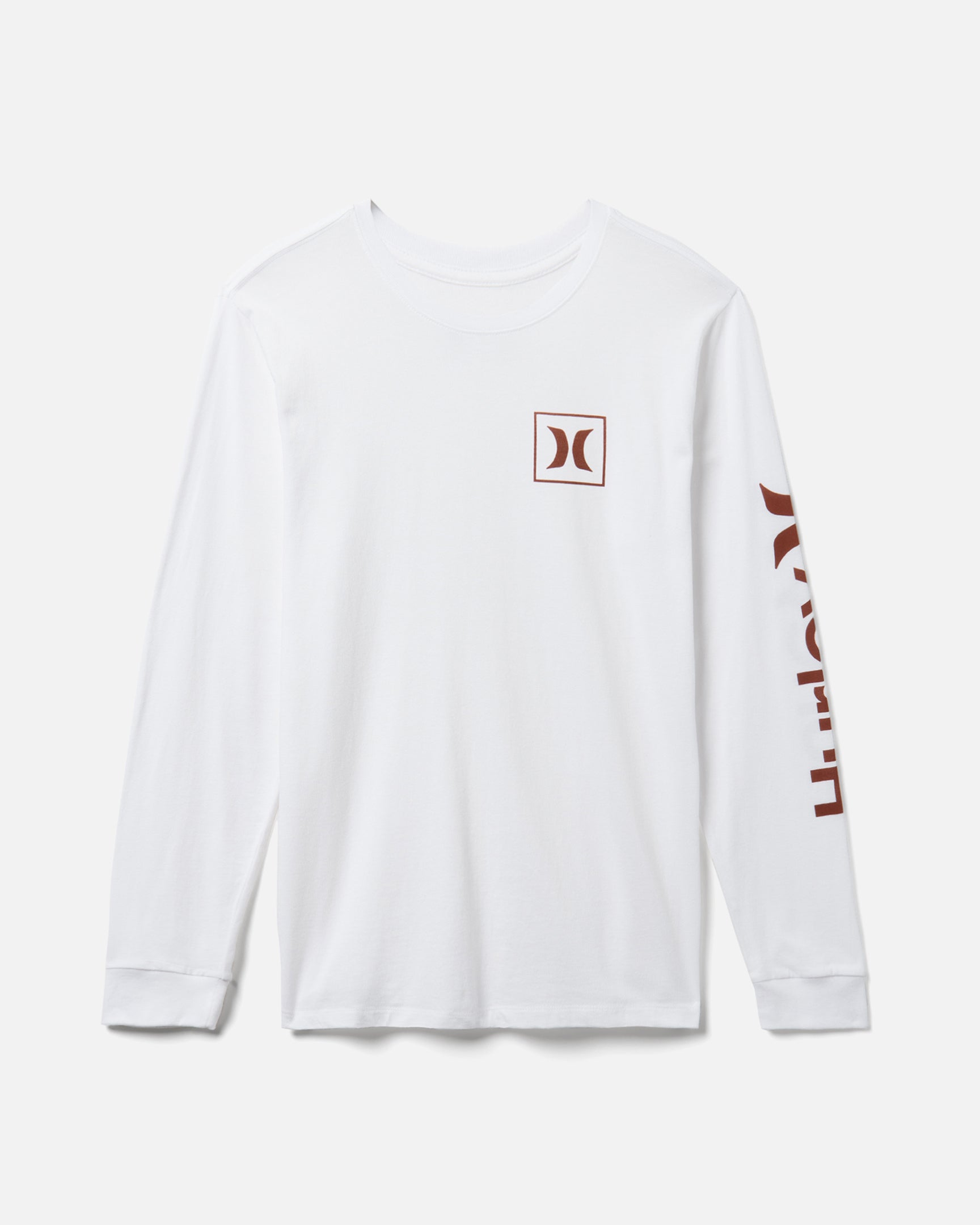 HURLEY Men's Everyday One and Only Icon Long Sleeve T-shirt White Large