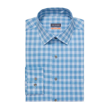 Van Heusen Mens Regular fit Dress Shirt Medium 15-15.5 32-33 Blue Lagoon Check