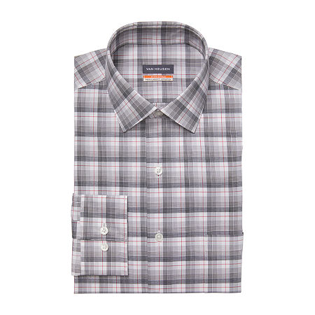 Van Heusen Men's Stain Shield Regular Fit Dress Shirt Steel Grey Medium