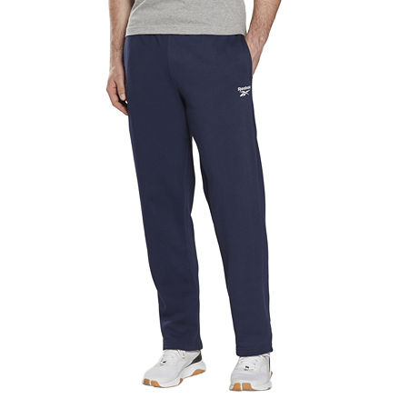 Reebok Men's Identity Fleece Leg Logo Open Hem Pant Navy Pants Regular Small