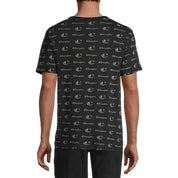 Champion Men's Logo Print T Shirt Big C Little Script Black Medium