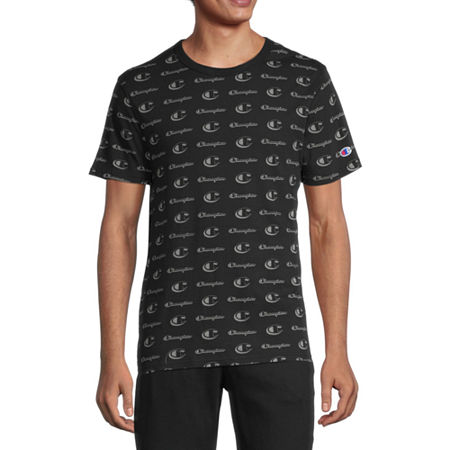 Champion Men's Logo Print Short Sleeve T Shirt Little Script Black 2XL