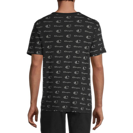 Champion Mens Crewneck Short Sleeve Graphic Logo T Shirt Black Large