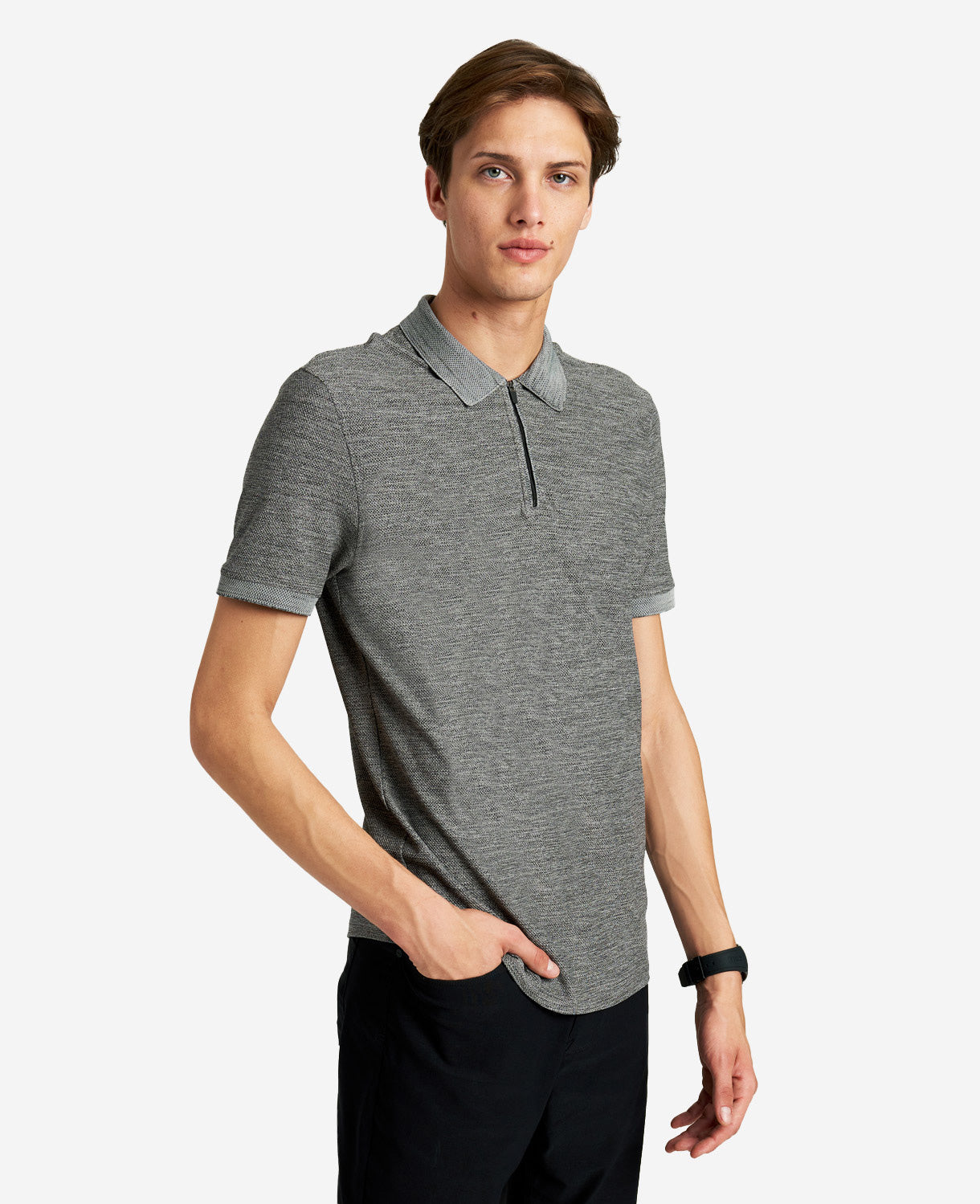 Kenneth Cole Men Regular fit Short Sleeve Polo Shirt XL Black Solid