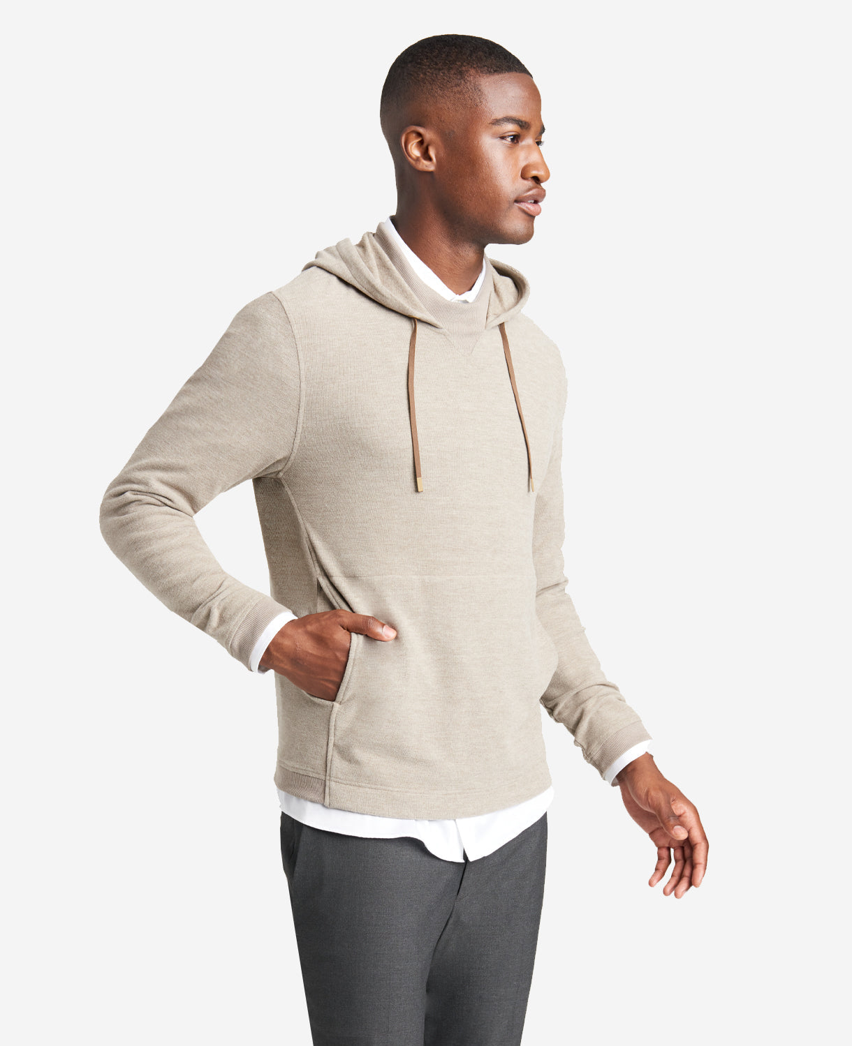 Kenneth Cole Men's Drawstring Hoodie Sweatshirt Tan Medium