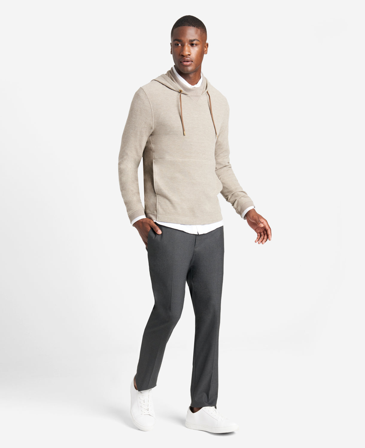 Kenneth Cole Men's Drawstring Hoodie Sweatshirt Tan Medium