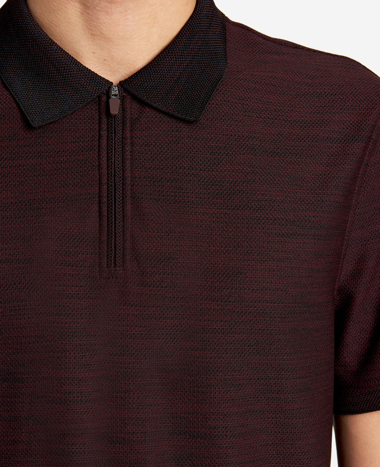 Kenneth Cole Knit Zip Polo Shirt Burgundy Dark Red Large