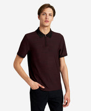 Kenneth Cole Knit Zip Polo Shirt Burgundy Dark Red Large