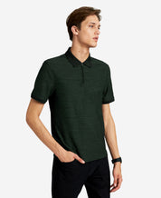 Kenneth Cole Mens Dark Green Heather Performance Knit Zip Polo Shirt Green Large
