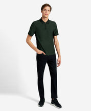 Kenneth Cole Mens Dark Green Heather Performance Knit Zip Polo Shirt Green Large