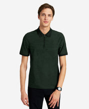 Kenneth Cole Mens Dark Green Heather Performance Knit Zip Polo Shirt Green Large