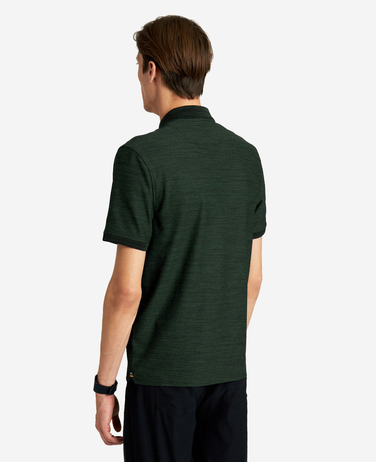 Kenneth Cole Mens Dark Green Heather Performance Knit Zip Polo Shirt Green Large
