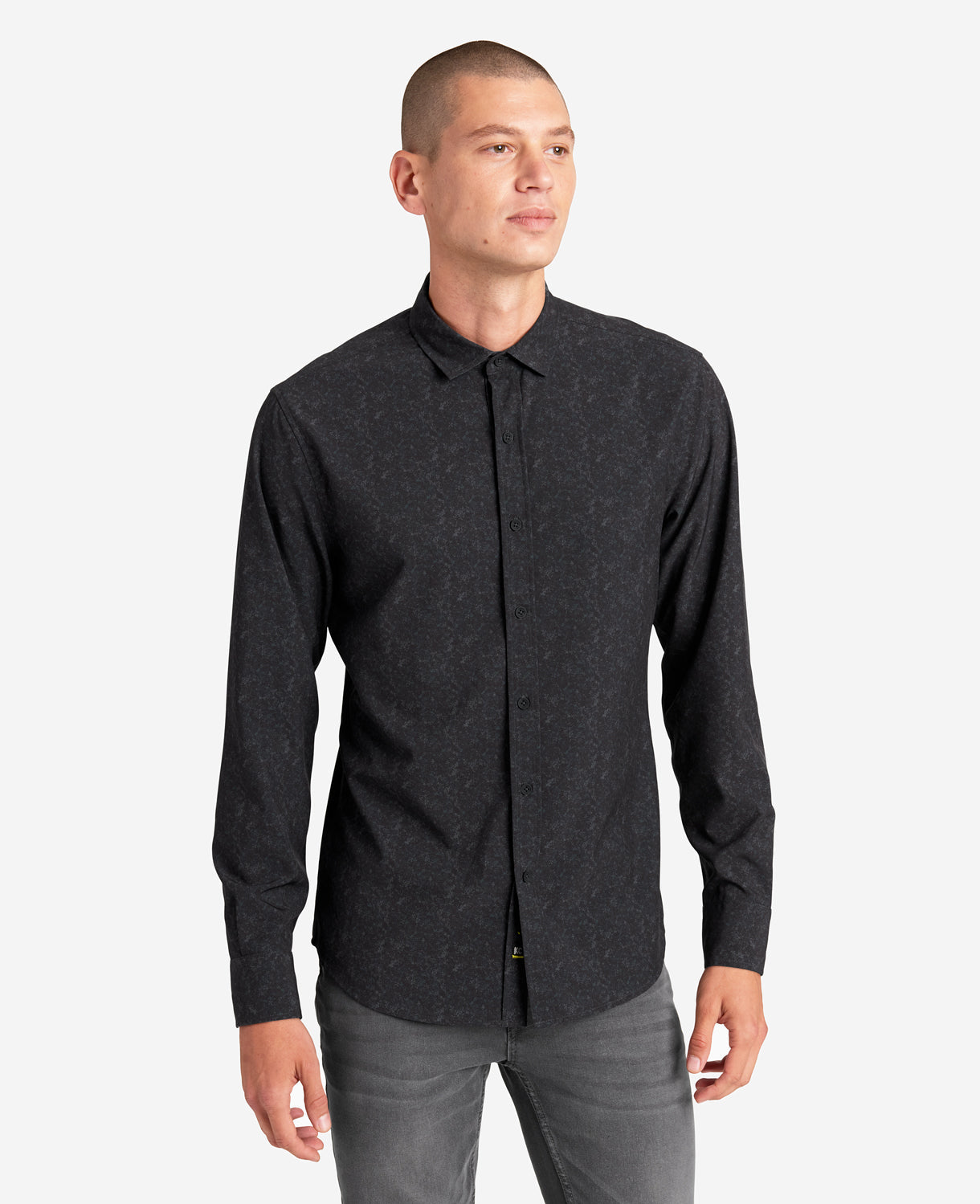 Kenneth Cole Stretch Print Brown Buttondown Shirt  Small