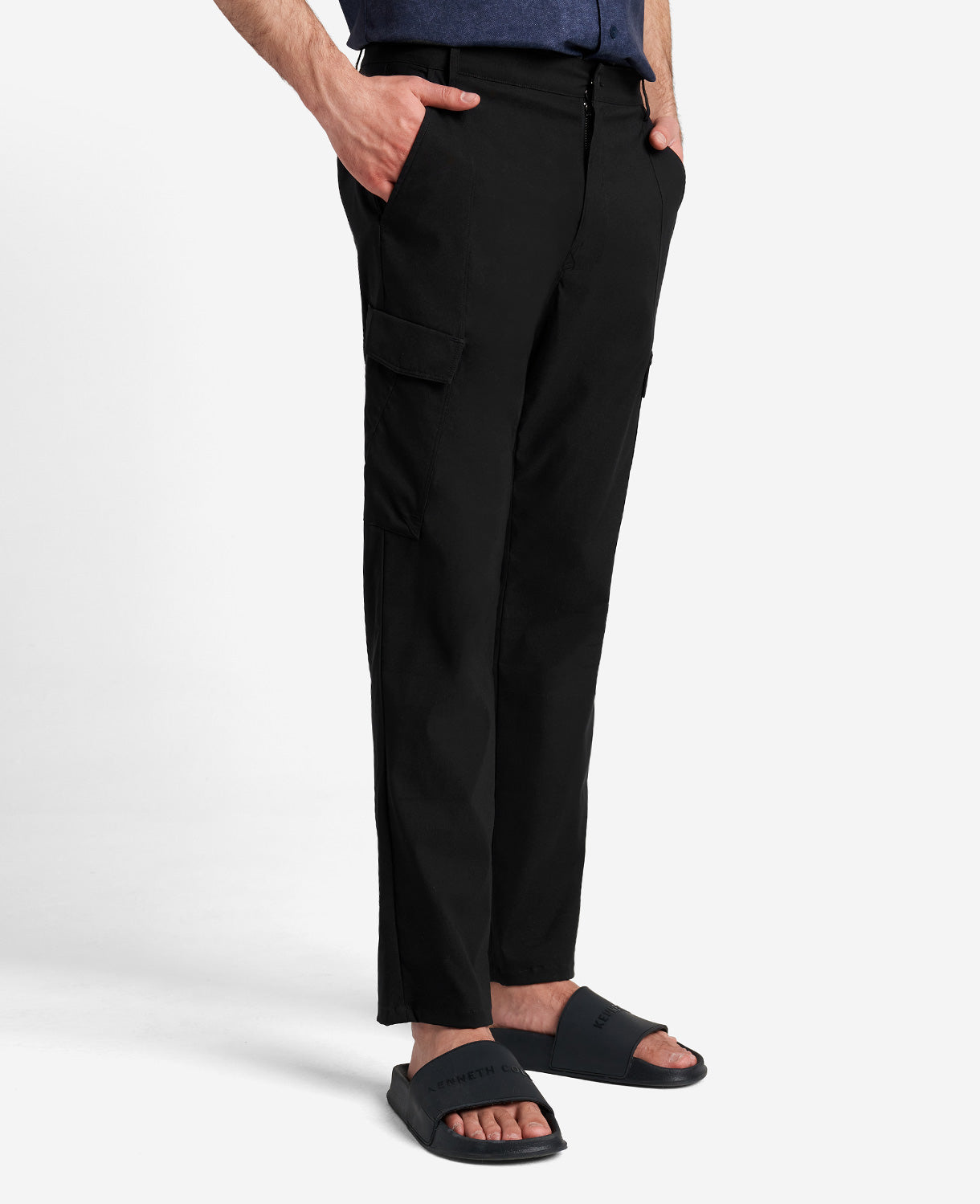 Kenneth Cole Men's Slim Fit Stretch Cargo Pants Black 30 Waist